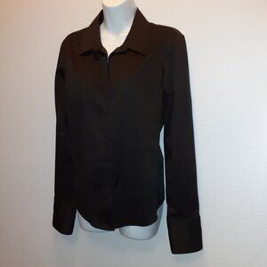 Talbots Brown Dress Shirt * French Cuff * Sz 12 * Superb Styling & Stretch